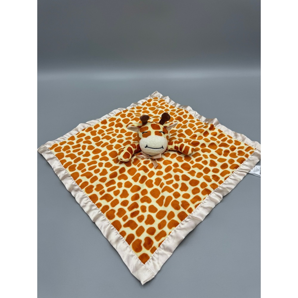 Pro Goleem Giraffe Security Blanket Plush Lovey Satin Trim Orange Cream Colored